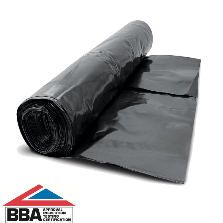 Screeds Direct Building Materials 4m x 25m x 250mu (1000g) BBA Black DPM